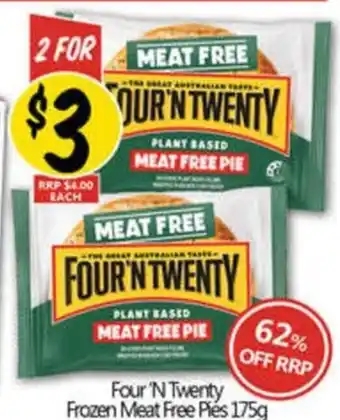 NQR Four 'N Twenty Frozen Meat Free Pies offer