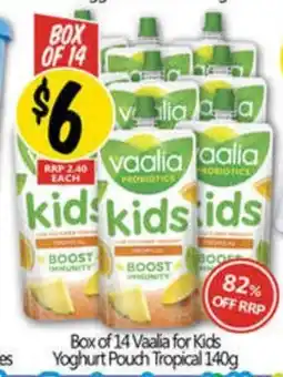 NQR Vaalia for Kids Yoghurt Pouch Tropical offer