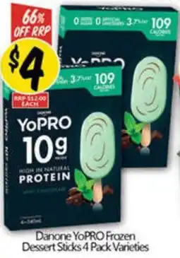 NQR Danone YoPRO Frozen Dessert Sticks 4 Pack Varieties offer