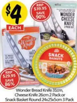 NQR Wonder Bread Knife, Cheese Knife, Snack Basket Round offer