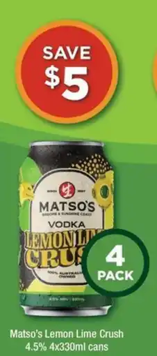 Bottler Matso's Lemon Lime Crush offer