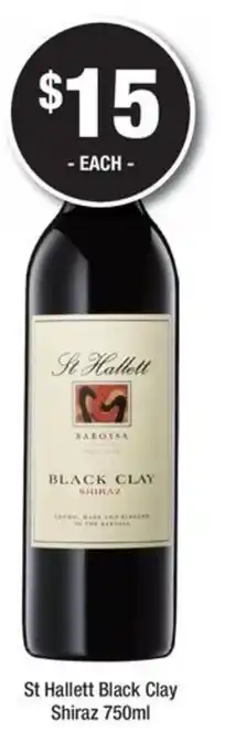 Bottler St Hallett Black Clay Shiraz offer