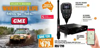 Anaconda GME XRS-370C4PG XRS Connect UHF CB Radio 4WD GPS Pack offer