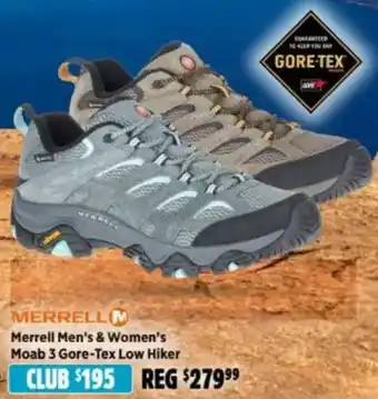 Anaconda Merrell Men's & Women's Moab 3 Gore-Tex Low Hiker offer