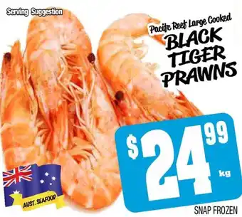 Farmer Jack's Pacife Reef Large Cooked BLACK TIGER PRAWNS offer