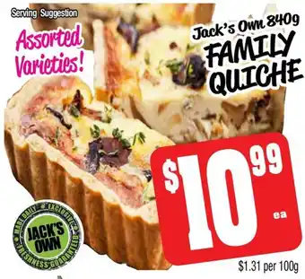 Farmer Jack's FAMILY QUICHE offer