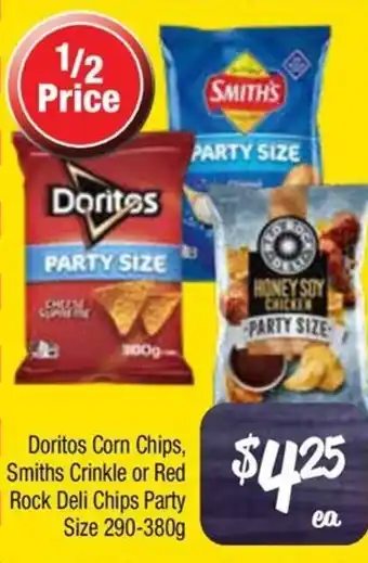 Farmer Jack's Doritos Corn Chips, Smiths Crinkle or Red Rock Deli Chips Party offer