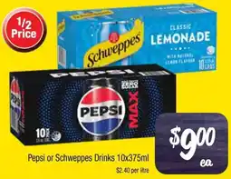 Farmer Jack's Pepsi or Schweppes Drinks offer