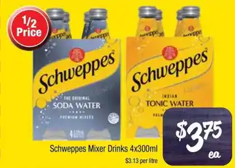 Farmer Jack's Schweppes Mixer Drinks offer