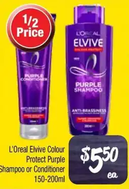 Farmer Jack's L'Oreal Elvive Colour Protect Purple Shampoo or Conditioner offer