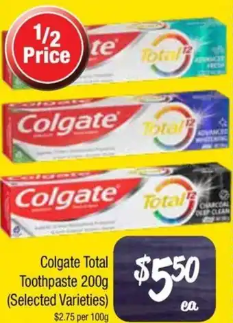 Farmer Jack's Colgate Total Toothpaste offer