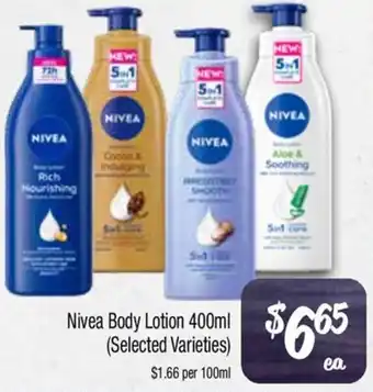 Farmer Jack's Nivea Body Lotion offer