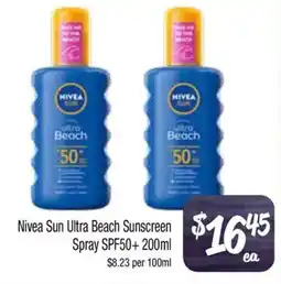 Farmer Jack's Nivea Sun Ultra Beach Sunscreen Spray SPF50+ offer