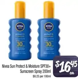 Farmer Jack's Nivea Sun Protect & Moisture SPF30+ Sunscreen Spray offer