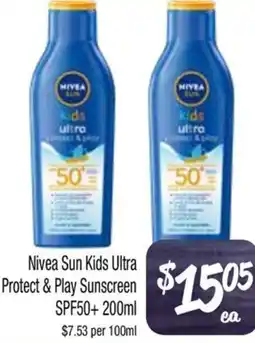 Farmer Jack's Nivea Sun Kids Ultra Protect & Play Sunscreen SPF50+ offer