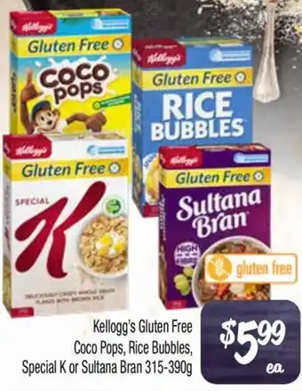 Farmer Jack's Kellogg's Gluten Free Coco Pops, Rice Bubbles, Special K or Sultana Bran offer