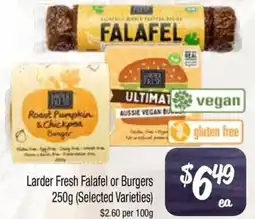 Farmer Jack's Larder Fresh Falafel or Burgers offer