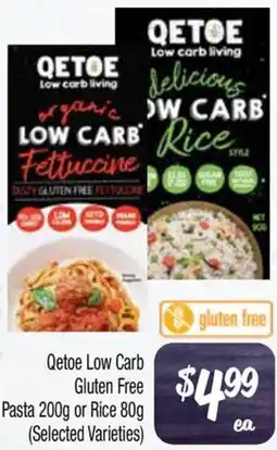 Farmer Jack's Qetoe Low Carb Gluten Free Pasta or Rice offer