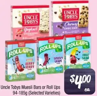 Farmer Jack's Uncle Tobys Muesli Bars or Roll Ups offer