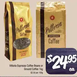 Farmer Jack's Vittoria Espresso Coffee Beans or Ground Coffee offer