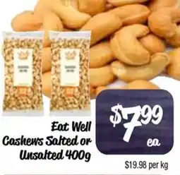 Farmer Jack's Eat Well Cashews Salted or Unsalted offer