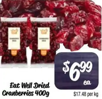 Farmer Jack's Eat Well Dried Cranberries offer