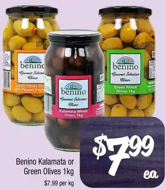 Farmer Jack's Benino Kalamata or Green Olives offer