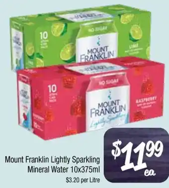 Farmer Jack's Mount Franklin Lightly Sparkling Mineral Water offer