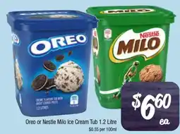 Farmer Jack's Oreo or Nestle Milo Ice Cream Tub offer