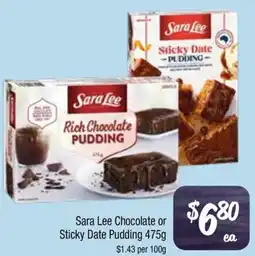 Farmer Jack's Sara Lee Chocolate or Sticky Date Pudding offer