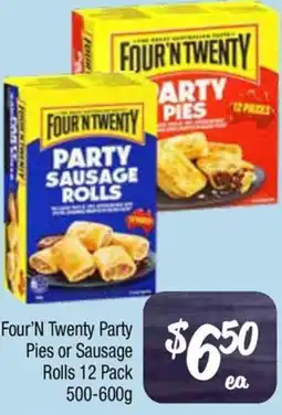 Farmer Jack's Four'N Twenty Party Pies or Sausage Rolls offer