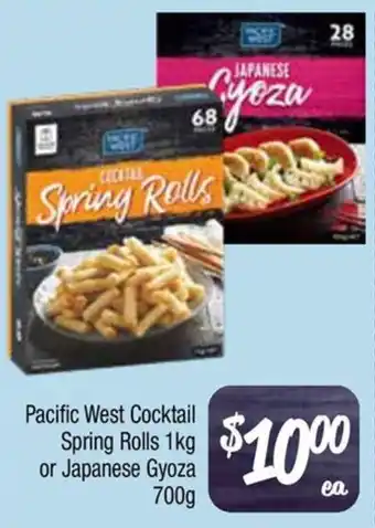 Farmer Jack's Pacific West Cocktail Spring Rolls or Japanese Gyoza offer