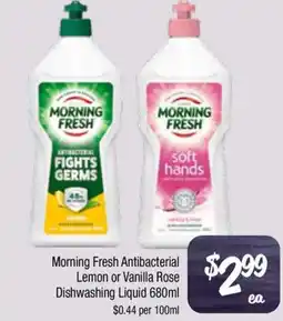 Farmer Jack's Morning Fresh Antibacterial Lemon or Vanilla Rose Dishwashing Liquid offer