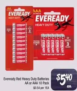 Farmer Jack's Eveready Red Heavy Duty Batteries AA or AAA offer