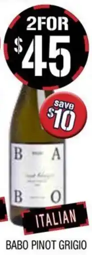 Farmer Jack's Babo pinot grigio offer