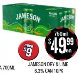 Farmer Jack's Jameson dry & lime 6.3% can offer