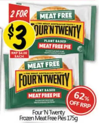 Not Quite Right Four 'N Twenty Frozen Meat Free Pies offer