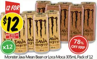 Not Quite Right Monster Java Mean Bean or Loca Moca Pack of 12 offer