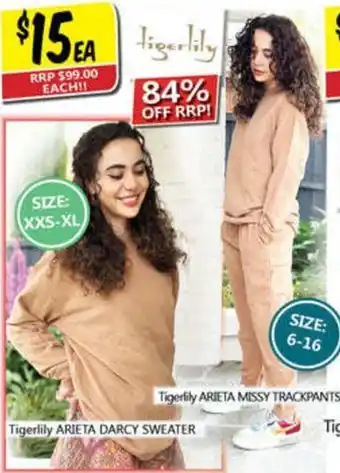 NQR Tigerlily ARIETA DARCY SWEATER, Tigerlily ARIETA MISSY TRACKPANTS offer