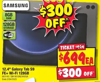 JB Hi-Fi 12.4" Galaxy Tab S9 FE+ Wi-Fi 128GB offer