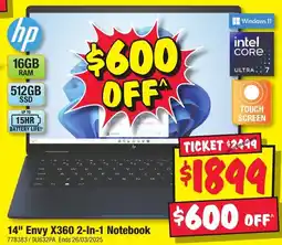 JB Hi-Fi 14" Envy X360 2-In-1 Notebook offer