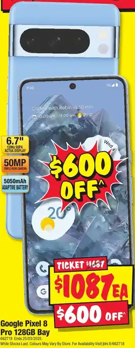 JB Hi-Fi Google Pixel 8 Pro 128GB Bay offer