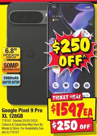 JB Hi-Fi Google Pixel 9 Pro XL 128GB offer