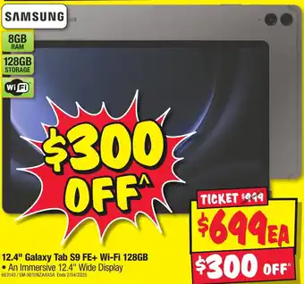 JB Hi-Fi 12.4" Galaxy Tab S9 FE+ Wi-Fi 128GB offer