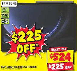 JB Hi-Fi 10.9" Galaxy Tab S9 FE Wi-Fi 128GB offer