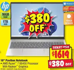 JB Hi-Fi 16" Pavilion Notebook offer