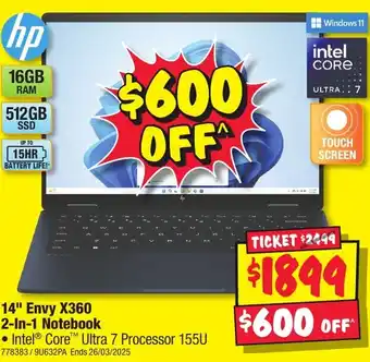 JB Hi-Fi 14" Envy X360 2-In-1 Notebook offer