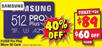 JB Hi-Fi 512GB Pro Plus Micro SD Card offer