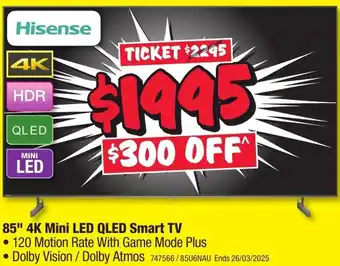 JB Hi-Fi 85" 4K Mini LED QLED Smart TV offer