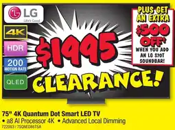 JB Hi-Fi 75" 4K Quantum Dot Smart LED TV offer